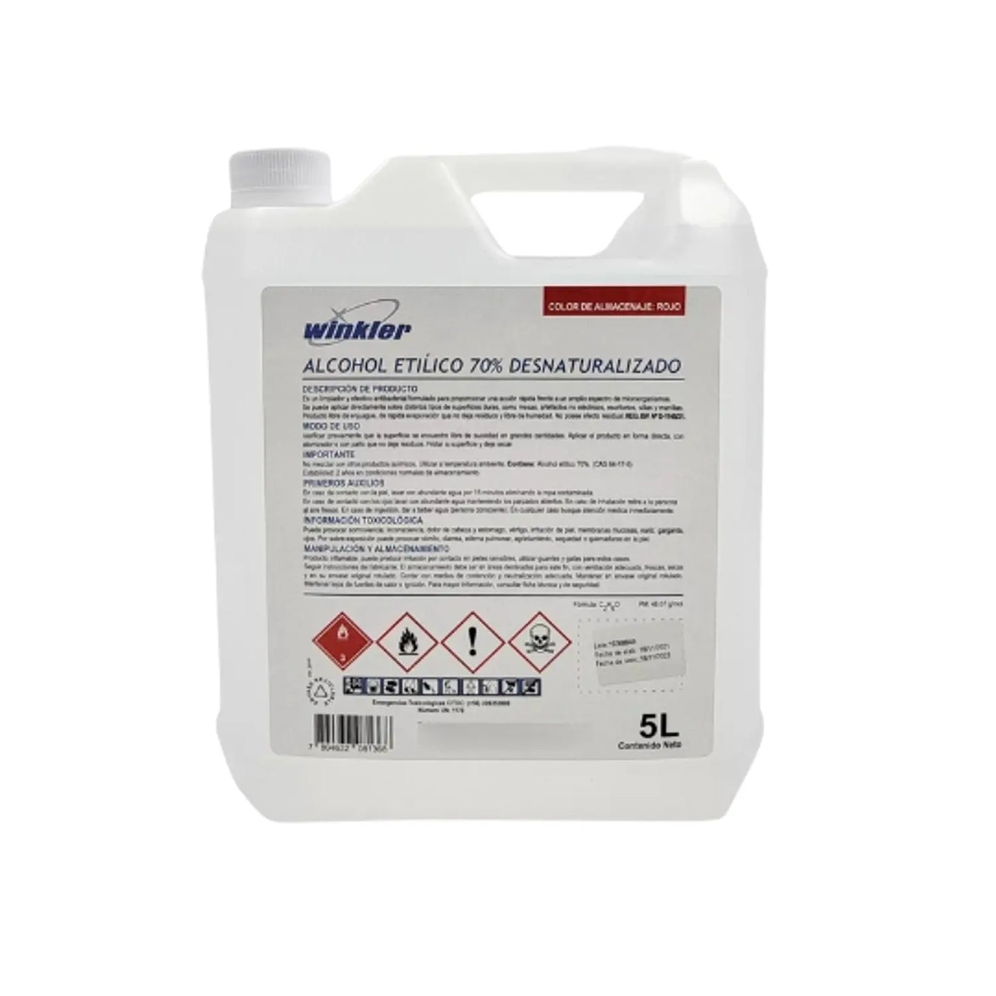 Alcohol 70% Winkler 5L (Etílico desnaturalizado)